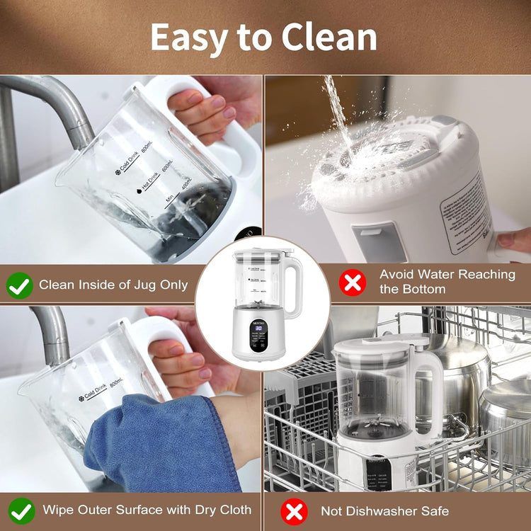 8 in 1 Nut Milk Maker Machine, 800Ml Capacity Homemade Almond, Oat, Coconut, Soy, Plant Based Milks and Non Dairy Beverages, Automatic Soy Milk Maker Blender with Delay Start/Keep Warm/Boil Water