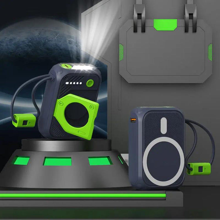 Mini Built-in Cable Mecha Power Bank 20000mAh Fast Charging PD22.5W LED Flashlight Plastic Shell for Smartphone Chargeable Top Shelf Find