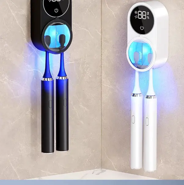 Toothbrush Disinfection Box UV Sterilization Double Wall-mounted Toothbrush Disinfector Top Shelf Find