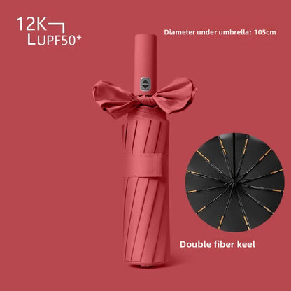Automatic Windproof Black-Coated Umbrella with 24 Ribs
