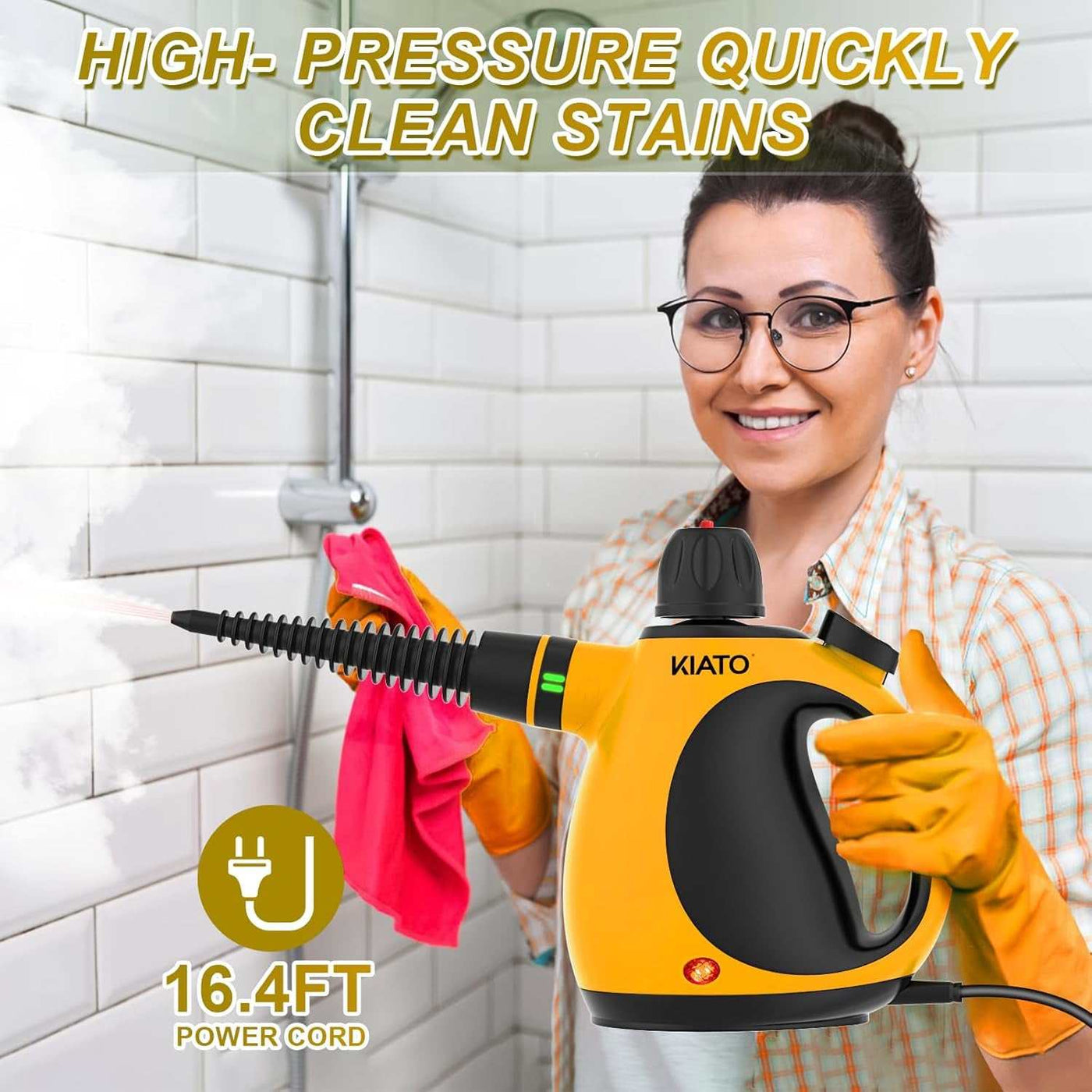 Handheld Steam Cleaner, 10 in 1 Hand Held Steamer for Cleaning, Portable Pressurized Steamer for Home Use, Bathroom, Mini Steam Cleaners for Upholstery Furniture Sofa Couch Floor Tile Grout Car