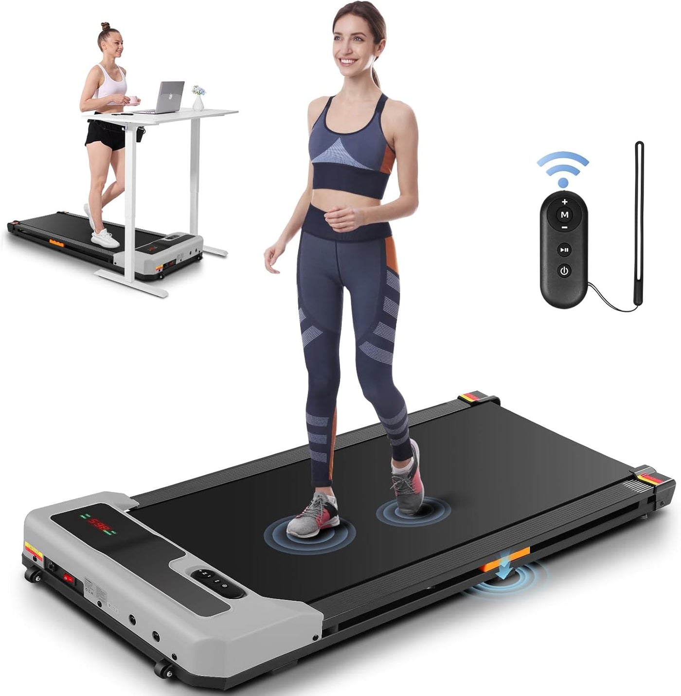 Walking Pad Treadmill - 2.5HP Quiet under Desk Treadmill with Wide Running Belt, Portable Treadmills for Home/Office Small, LED Display & Remote Control for Walking, Jogging, Running