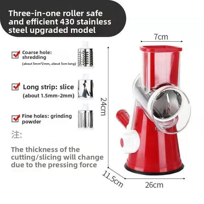 Multi-functional vegetable cutter, hand-cranked rotating grater