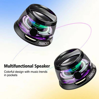 Multifunctional G200 Magnetic Bluetooth Speaker,Waterproof Wireless Speaker 5.3 with Lanyard,Small Bluetooth Speaker with Multi-Rgb Color Light and Phone Holder for Metal Surface,7H Playtime