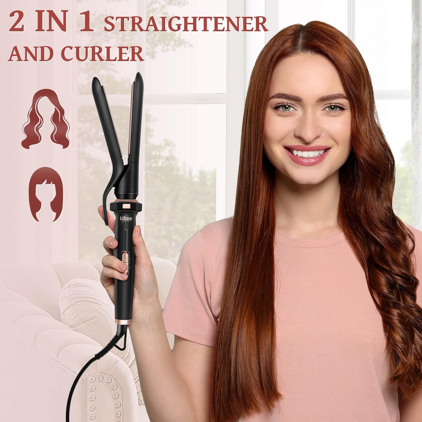 5 in 1 Curling Iron with Interchangeable Ceramic Barrels (0.35"-1.25"), Curling Wand Set with Flat Iron Hair Straightener, Professional Instant Heat Up, Dual Voltage Hair Curler, Women Gifts