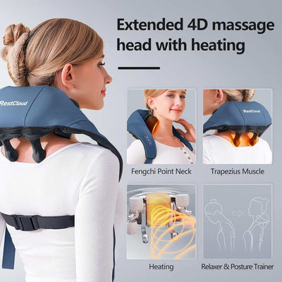 Neck and Shoulder Massager with Heat, Shiatsu Neck and Upper Back Massager with Heat, Protable Cordless Kneading Neck Massager for Pain Relief Deep Tissue