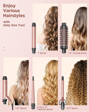 5 in 1 Curling Iron Set with Curling Brush and 4 Interchangeable Ceramic Curling Wand (0.35