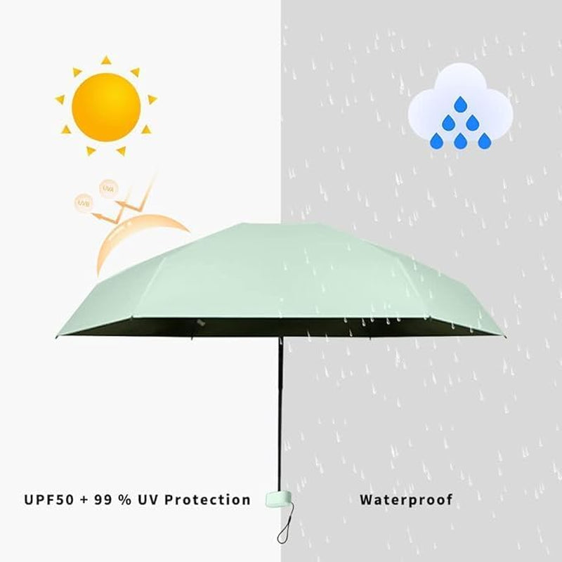 Mini Travel Sun Umbrella for Purse,Small Compact UV Umbrella Protection Sun,Lightweight Portable Parasol Umbrella Windproof for Women Men Kids