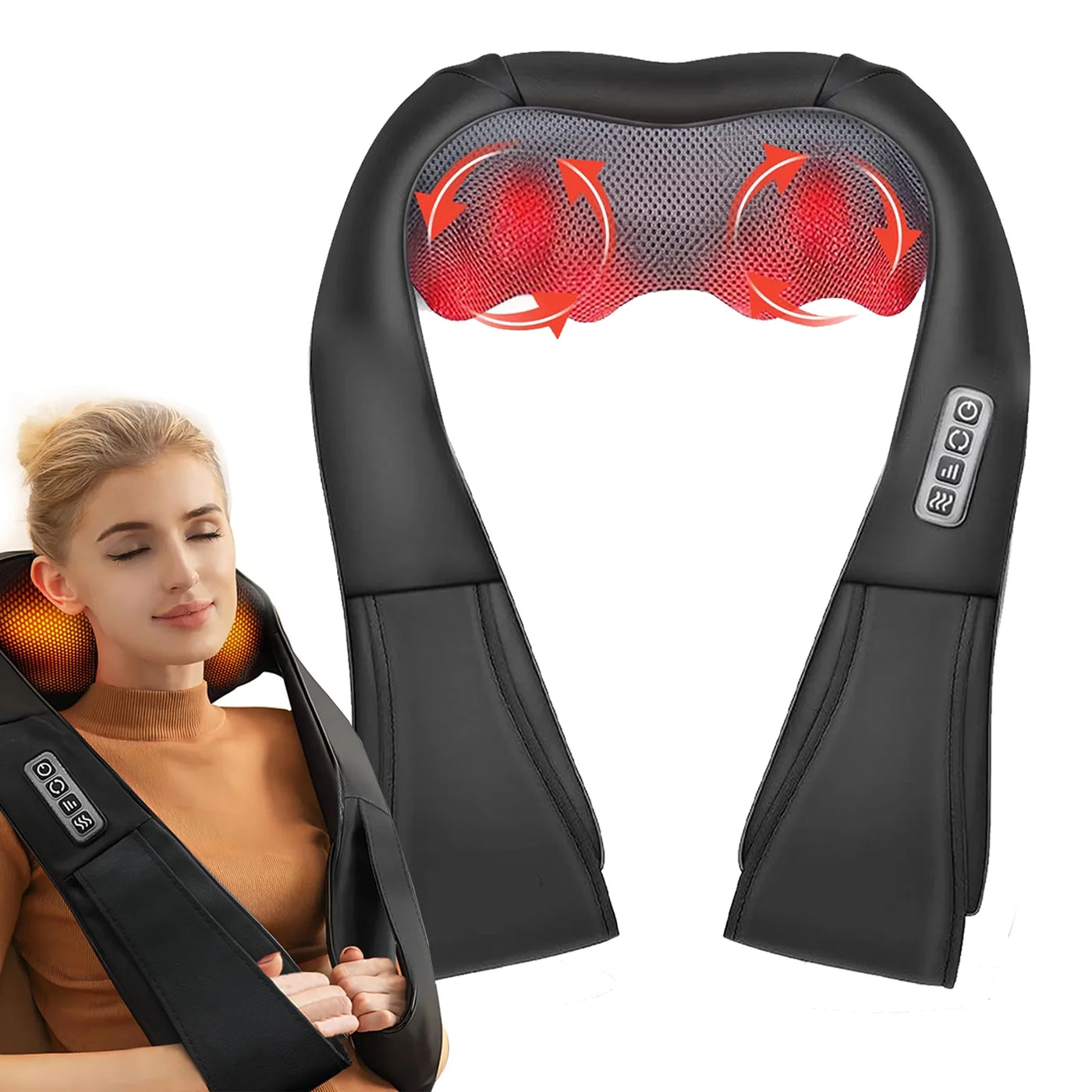 Neck and Shoulder Massager with Heat, 3D Deep Shiatsu Massager Gifts for Man Woman, Kneading Neck Massager for Pain Relief Deep Tissue, Neck, Back, Shoulder