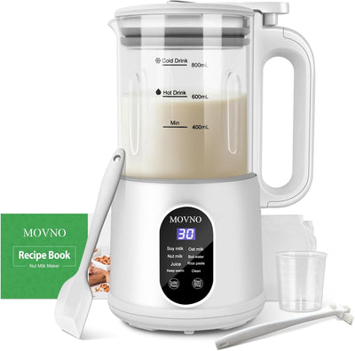 8 in 1 Nut Milk Maker Machine, 800Ml Capacity Homemade Almond, Oat, Coconut, Soy, Plant Based Milks and Non Dairy Beverages, Automatic Soy Milk Maker Blender with Delay Start/Keep Warm/Boil Water