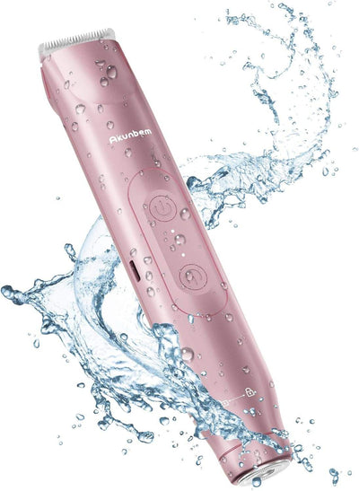 2 in 1 Women Electric Shaver Dual Head Bikini Trimmer for Women IPX7 Waterproof Wet & Dry Use Body Hair Trimmer and Facial Hair Remover for Bikini Underarm Leg Arm Body Face, Pink