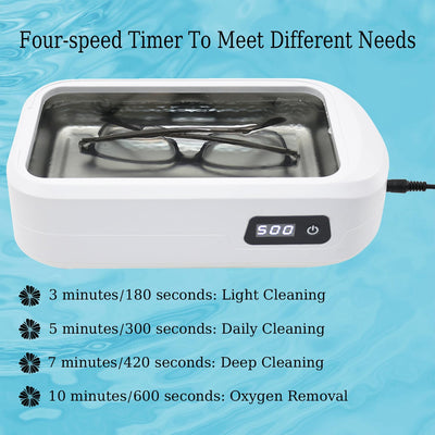 Ultrasonic Jewelry Cleaner, 49000Hz Professional Ultrasonic Cleaner, 22Oz (640Ml) 304 Stainless Steel Tank, 3/5/7/10 Minute Timers for Jewelry, Glasses, Dentures, Watches, and More