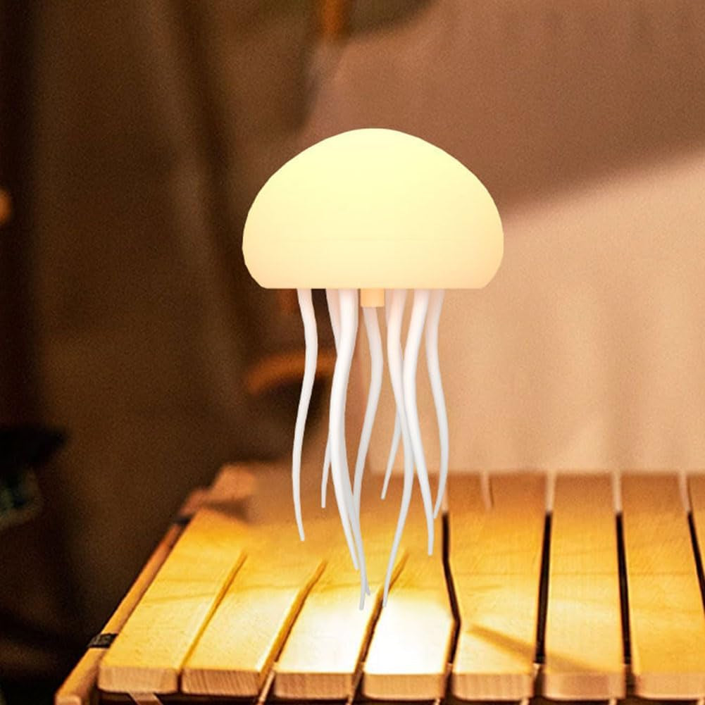 LED Cute Jellyfish Night Light, 2025 New Cute Creative Jellyfish Night Light with Moving Legs, Jellyfel Lamp, RGB Gradient Jelly Fish Light Lamp Voice Control Jellyfish Light (Suspension Type)