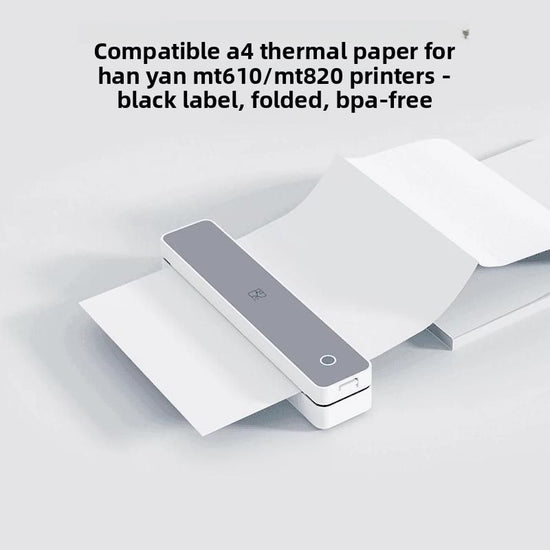 Hanyin MT610/MT820 Compatible A4 Thermal Folding Paper - Black Label, Non-tear Edges, 200 Sheets per Pack, BPA-Free