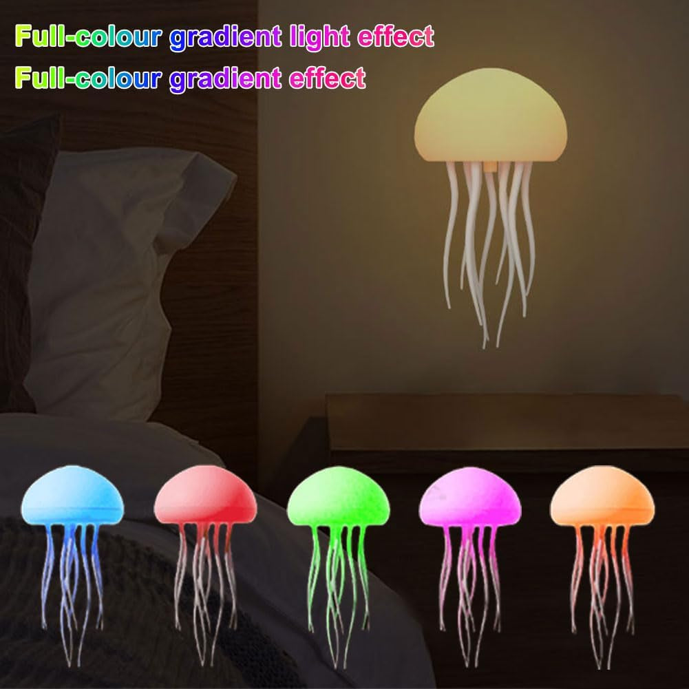 LED Cute Jellyfish Night Light, 2025 New Cute Creative Jellyfish Night Light with Moving Legs, Jellyfel Lamp, RGB Gradient Jelly Fish Light Lamp Voice Control Jellyfish Light (Suspension Type)