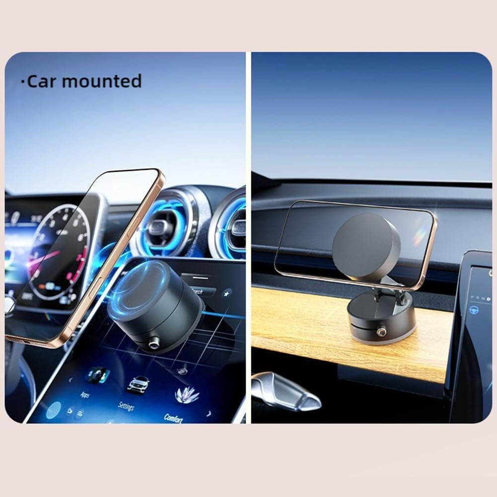 Magnetic Car Suction Cup Holder,2025 New Electric Vacuum Magnetic Suction Phone Mount,360° Rotation Hands-Free Magnetic Cell Phone Holder,Strong Suction for Car Mirror & All Smooth Surface