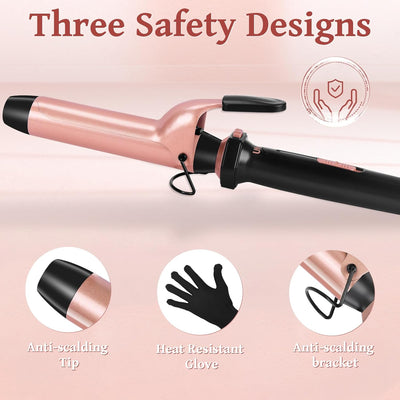 5 in 1 Curling Iron with Interchangeable Ceramic Barrels (0.35"-1.25"), Curling Wand Set with Flat Iron Hair Straightener, Professional Instant Heat Up, Dual Voltage Hair Curler, Women Gifts