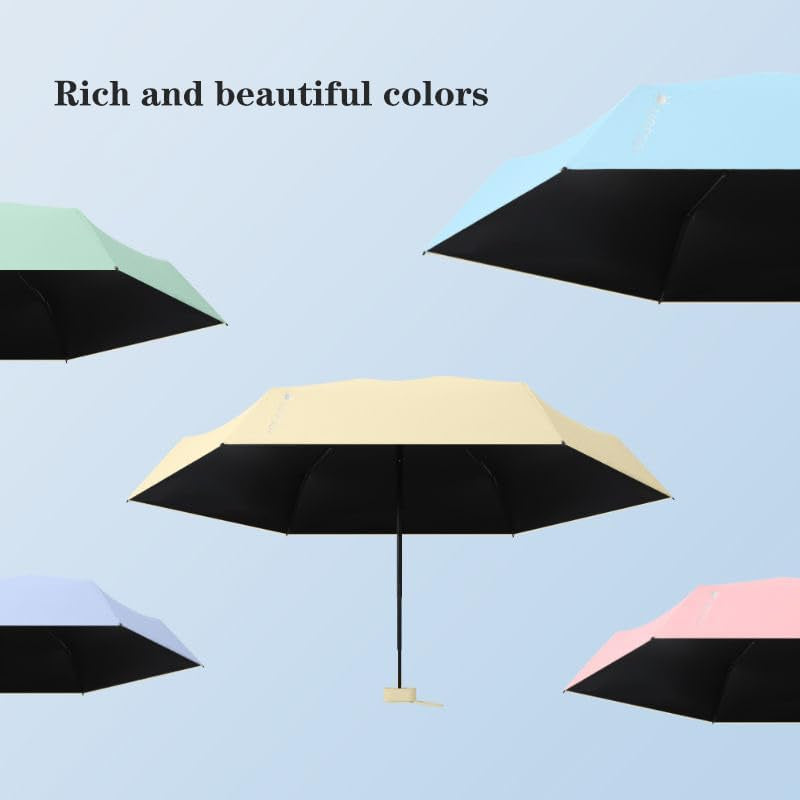 Mini Travel Sun Umbrella for Purse,Small Compact UV Umbrella Protection Sun,Lightweight Portable Parasol Umbrella Windproof for Women Men Kids