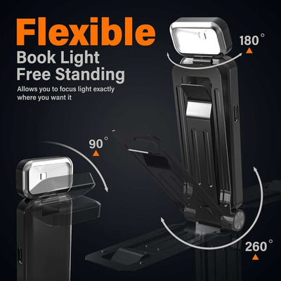 rechargeable reading light with Power Display, Ultralight LED Clip-On Lamp for Reading in Bed with 3 Color Temperatures and Adjustable Brightness