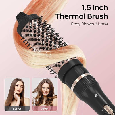 Javelove 3 in 1 Curling Iron Set with Ceramic Wands & Thermal Brush