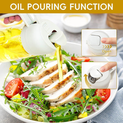 Oil Sprayer for Cooking, 2 in 1 Olive Oil Dispenser Bottle for Kitchen, 470Ml Premium Glass Oil Bottle, Food-Grade Oil Mister for Air Fryer, Salad, Frying, BBQ, White_01