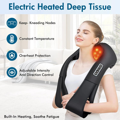 Neck and Shoulder Massager with Heat, 3D Deep Shiatsu Massager Gifts for Man Woman, Kneading Neck Massager for Pain Relief Deep Tissue, Neck, Back, Shoulder