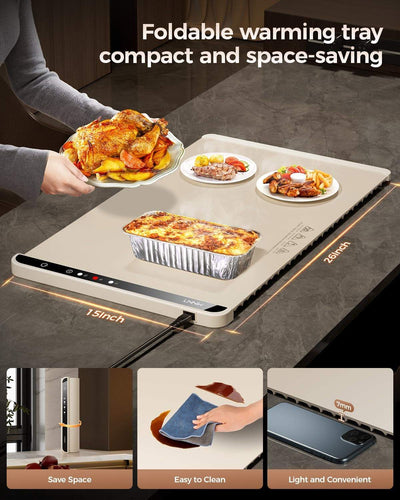 Heating mat for Food,Food Warming Mat,Electric Warming Tray for Buffets Party and Home Daily Use,Heating Fastly in 10S,Portable Design,Timed Function for Your Family.