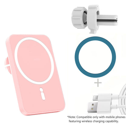 Magnetic Wireless Car Charger Holder 15W Fast Charging for MagSafe Phones & Qi Devices Compact ABS Plastic Design