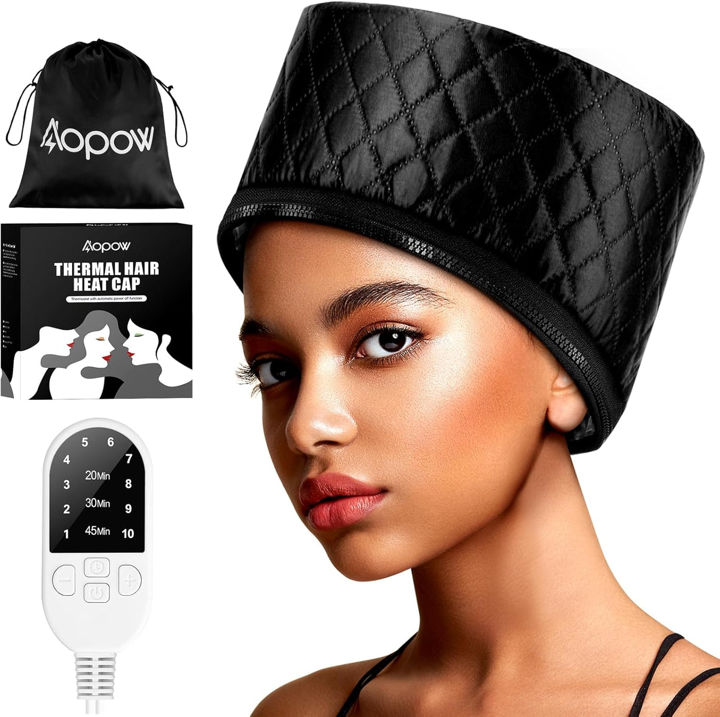 Heat Cap for Deep Conditioning: 10-Level Heats up Quickly 3 Time Settings Hair Steamer for Natural Hair Home Use Thermal Steam Cap for Black Hair Portable Heating Caps for Hair Treatment