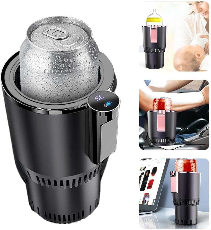 Smart Cup, 2 in 1 Car Drink Cooler Warmer, Car Cup Cooler Warmer, Personal Thermoelectric Cooling Cup, Mug Holder with Cooling and Heating Functions, Car Cooler Cup (Black)