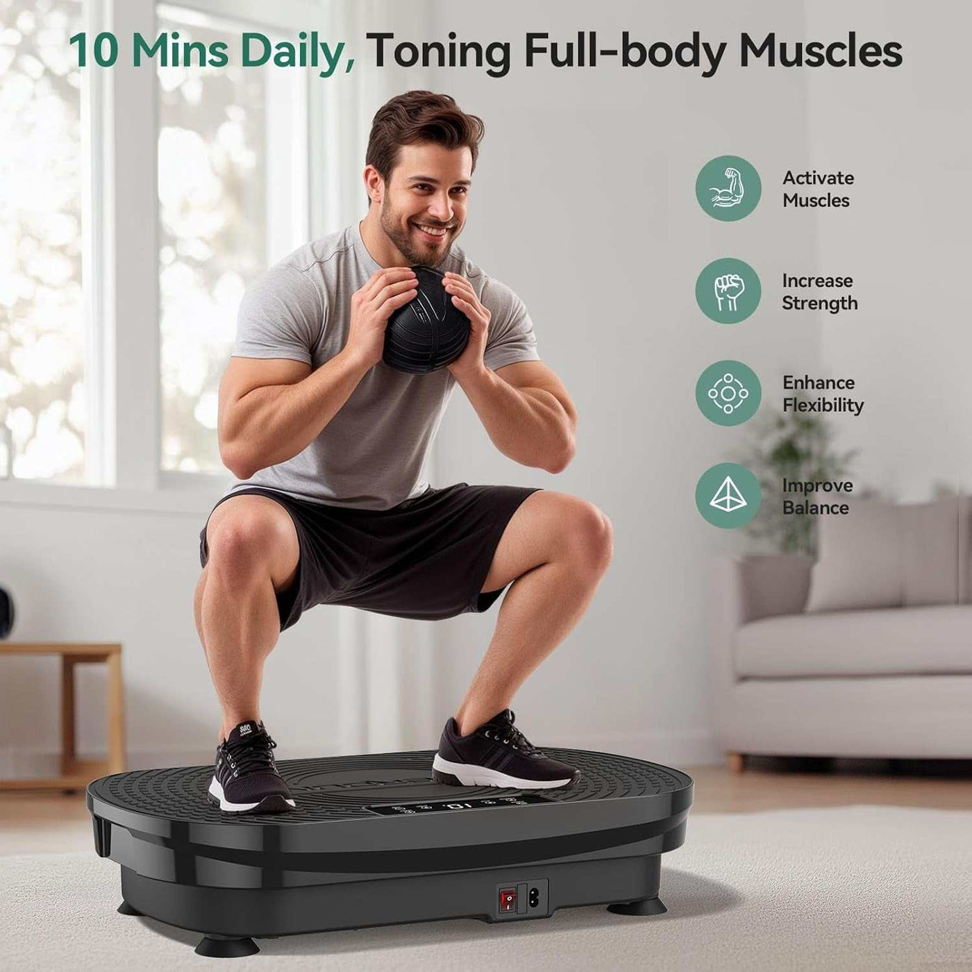 Vibration Plate Exercise Machine, Vibration Plate for Lymphatic Drainage, Power Plate Vibration Platform for Weight Loss, Toning & Wellness