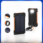 Outdoor solar charging backpack with LED lighting and waterproof mobile power bank