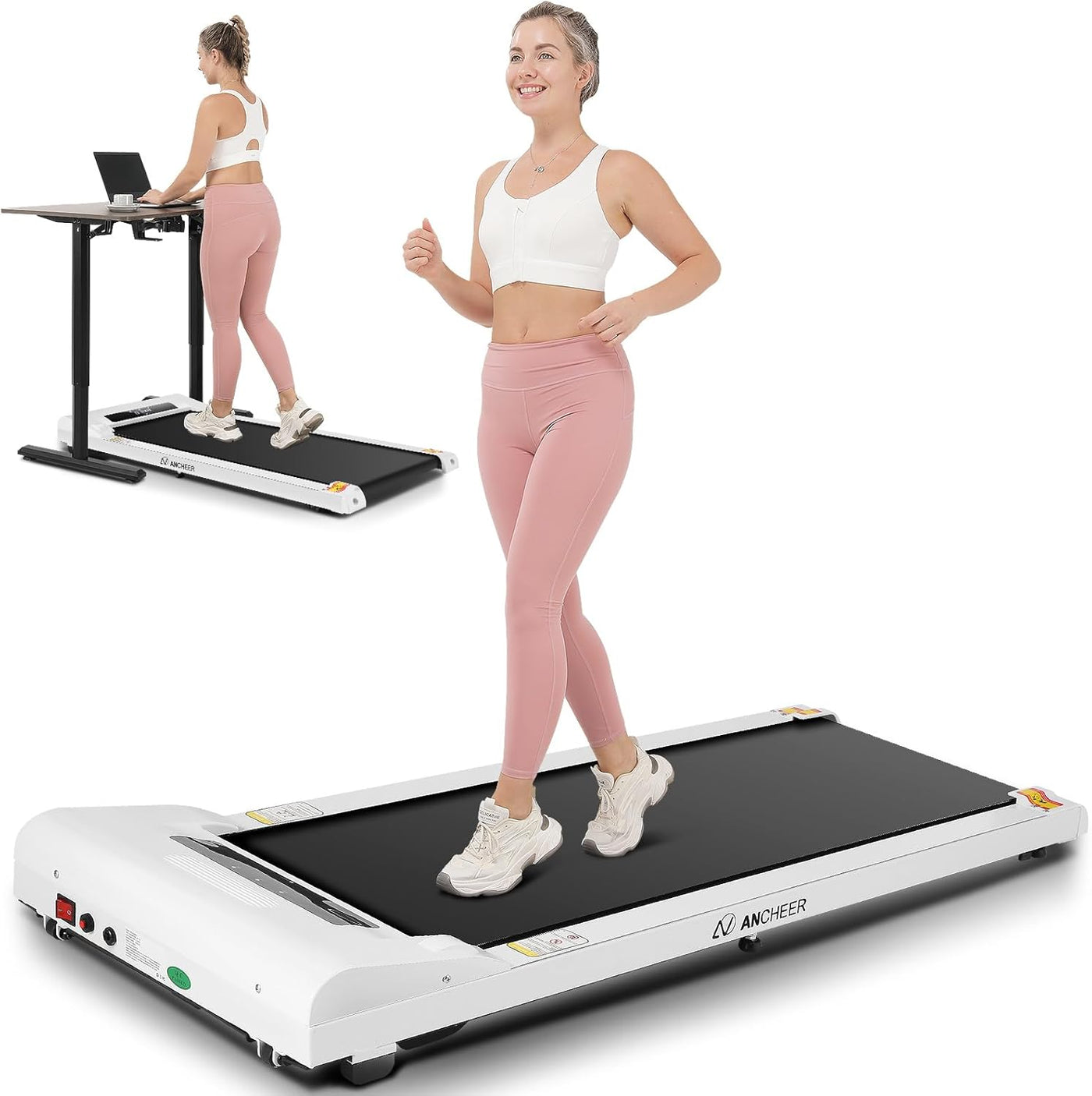 Walking Pad under Desk Treadmill for Home Office with App Control 2.5 HP Compact Electric Treadmills with Remote Control,300Lbs Weight Capacity,Ultra-Quiet & Installation-Free