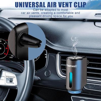 Car Air Freshener Diffuser, Three Adjustable Modes Smart Car Air Freshener, Intelligent Car Aroma Diffuser with 3Pcs Essential Oil, Grey