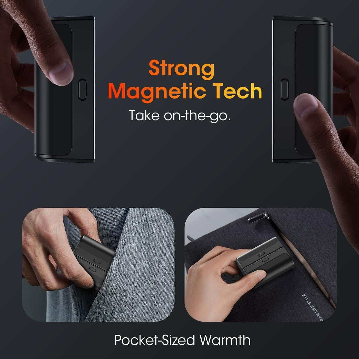 Magnetic Hand Warmers Rechargeable 2 Pack 6000Mah Electric Portable USB Hot Pocket Sized Hand Warmer 18Hrs Long Heating Heater Therapy Gifts for Men Women Camping,Hunting,Golf,Travel Essentials