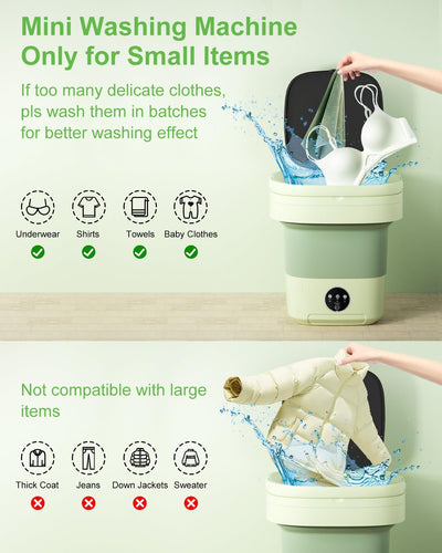 Portable Washing Machine, Mini Washer 13L Upgraded Capacity with 3 Modes Deep Cleaning for Underwear, Shirt, Baby Clothes, Small Items.Foldable Mini Laundry Washer for Apartments,Camping,Travel(Green)