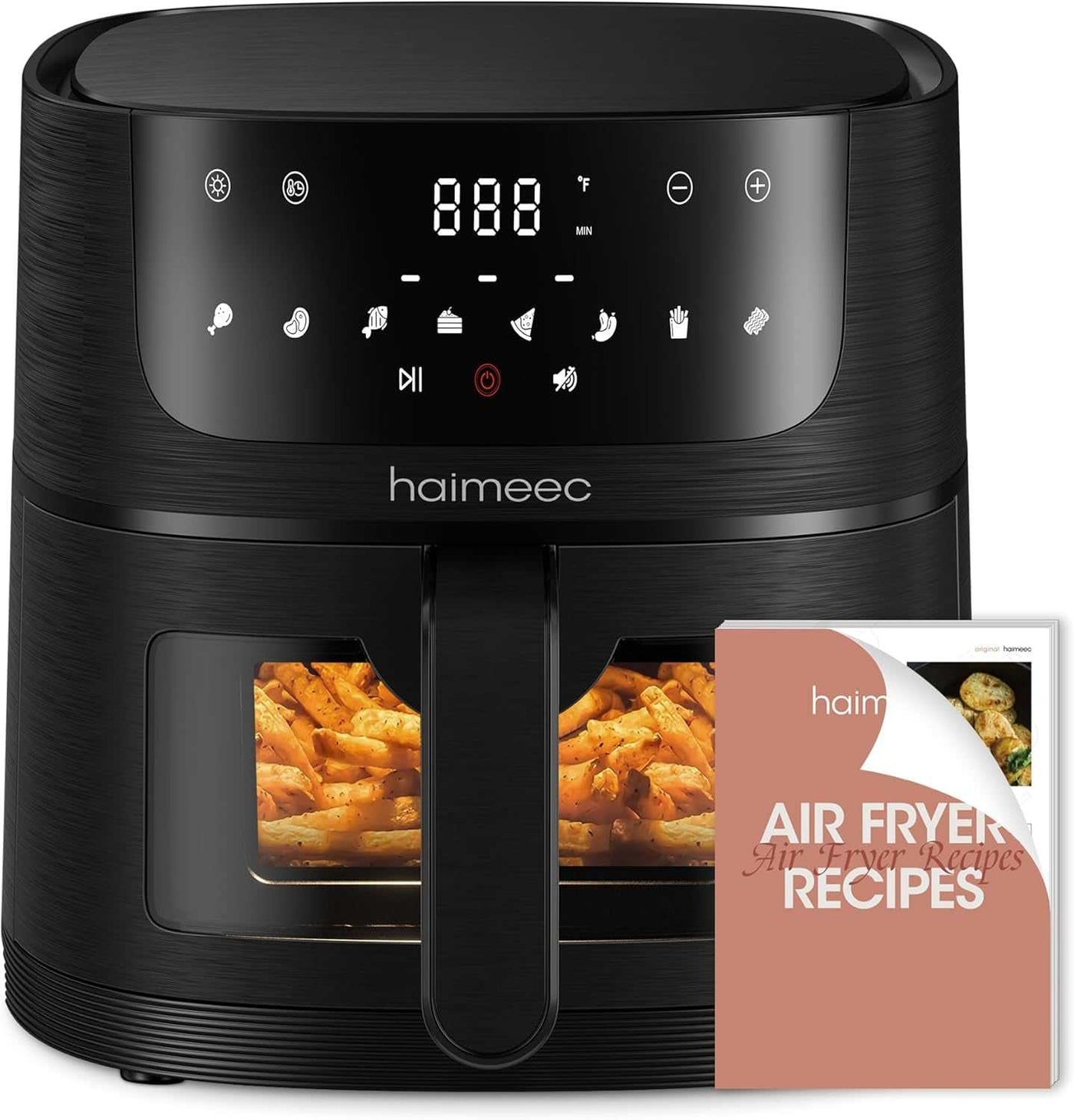 Air Fryer 8-In-1 with 4.2 Qt Capacity and Easy View Windows, Max 400F, 95% Less Oil, 100+ Recipes, Shake Reminder, Nonstick Basket for Roast, Bake, Dehydrate, Reheat, Broil-Ce01