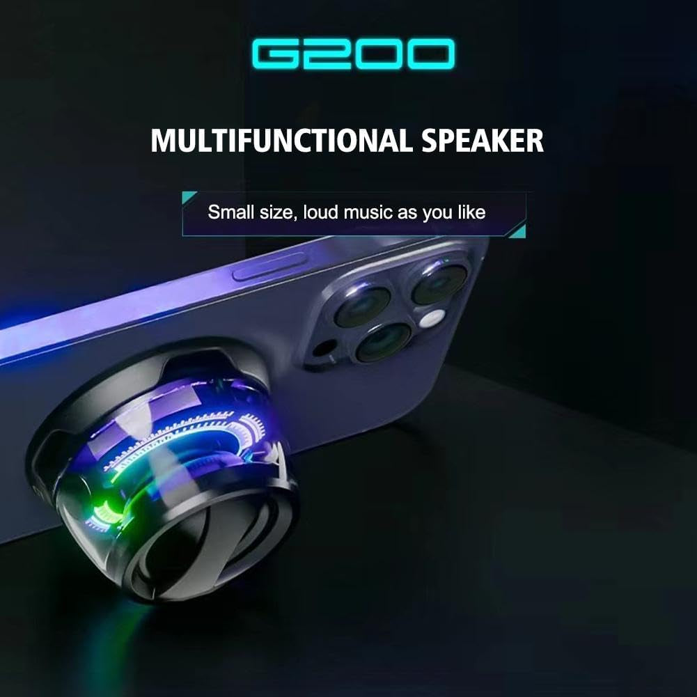 Multifunctional G200 Magnetic Bluetooth Speaker,Waterproof Wireless Speaker 5.3 with Lanyard,Small Bluetooth Speaker with Multi-Rgb Color Light and Phone Holder for Metal Surface,7H Playtime