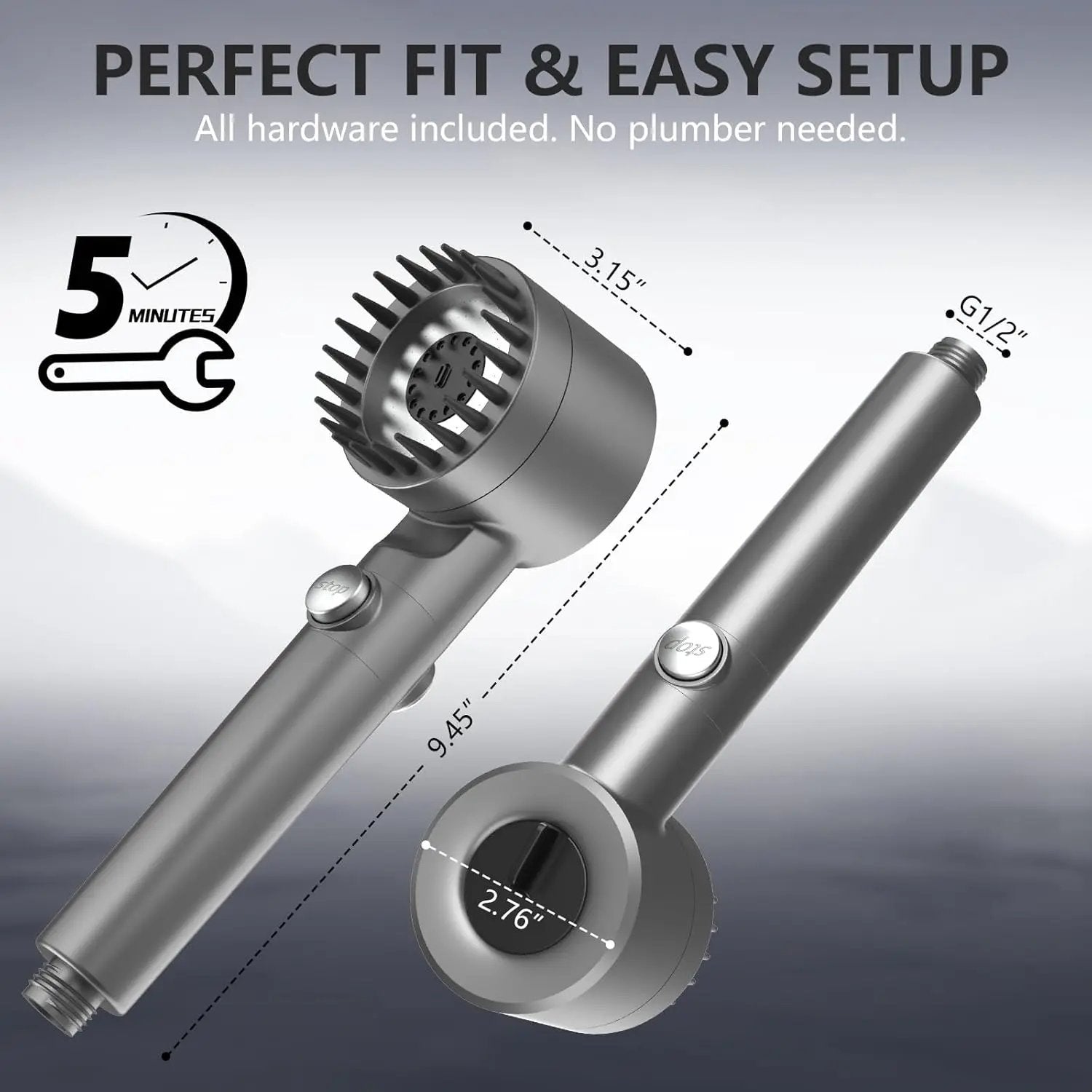 Shower Head DP-01 with ABS Plastic Round Design High Pressure Spray Massage Rain Modes Durable Chrome Plated Finish Easy Installation Optional Filter Cartridges Top Shelf Find