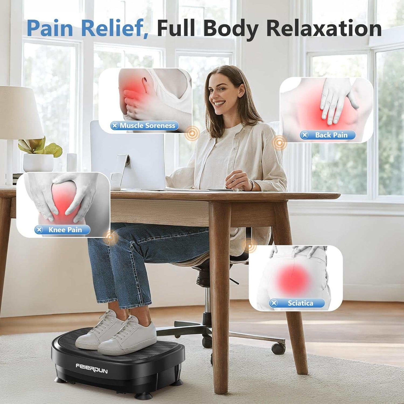 Vibration Plate Exercise Machine, Whole Body Workout Vibrate Fitness Platform, 9 Modes Vibration Plate for Lymphatic Drainage Weight Loss Shaping Toning Wellness Home Gyms Workout