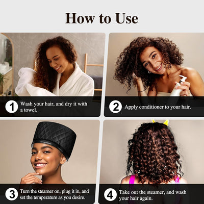 Heat Cap for Deep Conditioning: 10-Level Heats up Quickly 3 Time Settings Hair Steamer for Natural Hair Home Use Thermal Steam Cap for Black Hair Portable Heating Caps for Hair Treatment