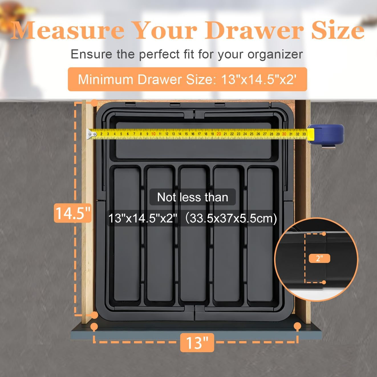 Silverware Organizer Expandable Kitchen Utensil Drawer Organizer with 9 Compartment Large Cutlery Organizer Tray for Forks Knives Adjustable Plastic Flatware Holder Storage Divider Black