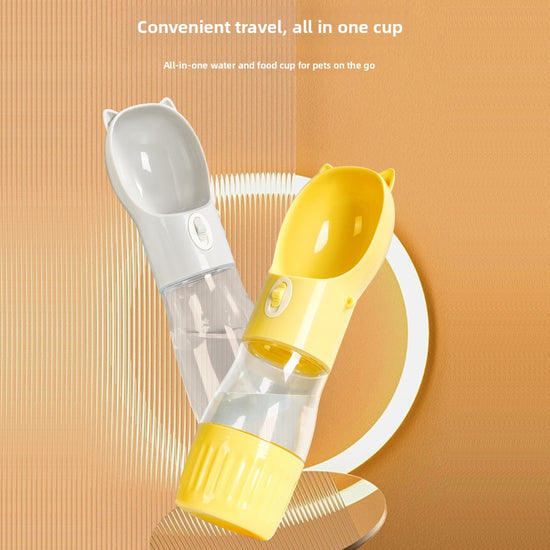 Pet Water Bottle Dual Function Portable Design Leakproof Structure Durable Plastic 258ml Water 200ml Food Capacity Options for Outdoor Use