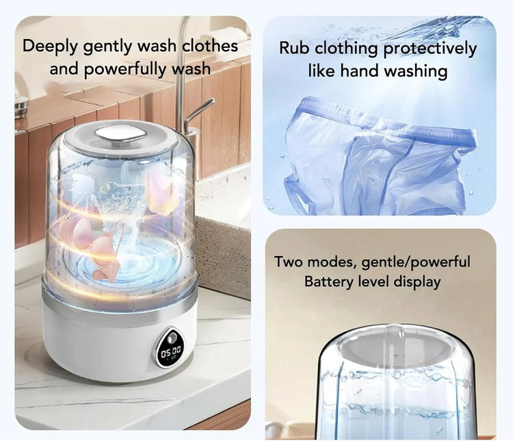 Portable Washing Machine Wireless Mini Washer for Socks Underwear Baby Clothes Compact USB Powered Fully Automatic Waterproof Travel Camping White Top Shelf Find