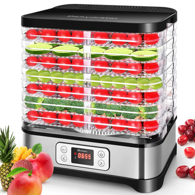 Electric 400W 8 Trays Food Dehydrator Machine with Fruit Roll Sheet, Digital Timer, and Temperature Control for Meat or Beef Fruit Vegetable Dryer