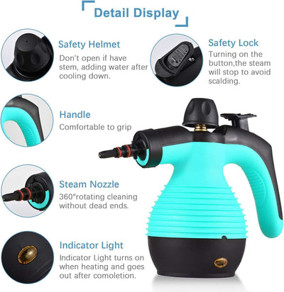 Handheld Steam Cleaner, 1050W Multifunctional High Temperature Pressurized Steam Cleaning Machine with 9PCS Accessory, 110V