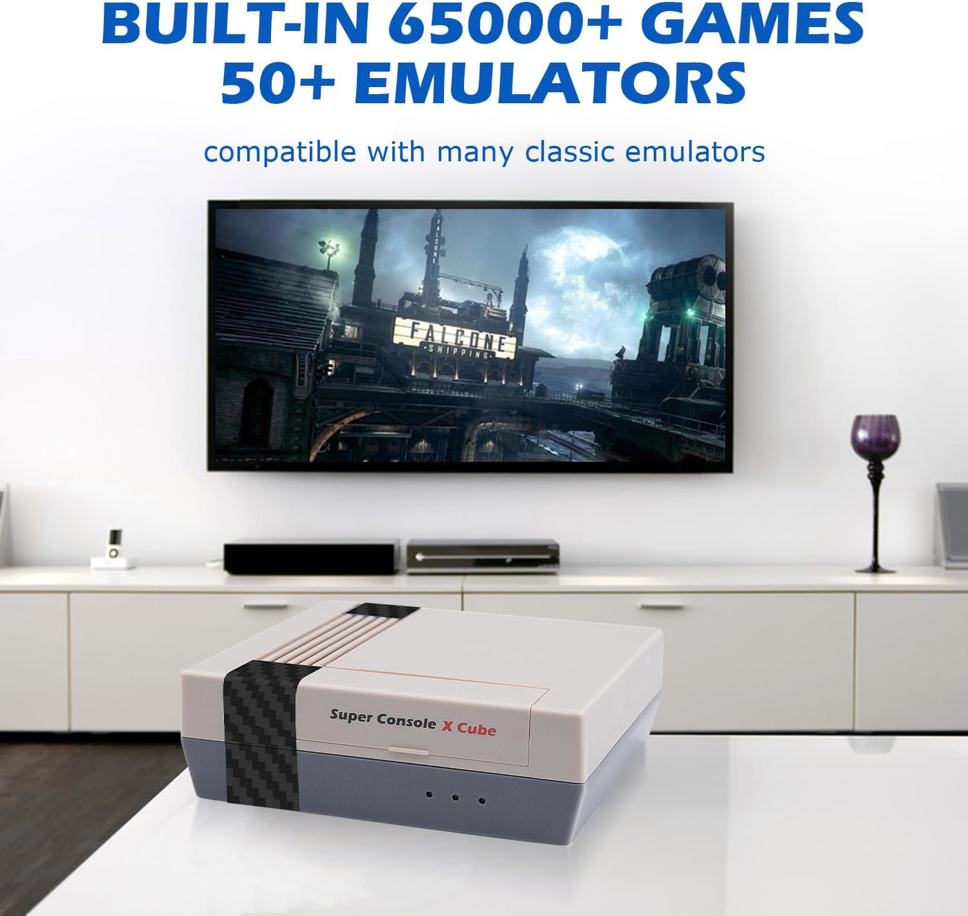 65,000+ Retro Games Console, Super Console X Cube Classic Game Consoles,50+ Emulators for 4K TV HD/AV Output,4 USB Port, Dual Wireless Controllers,Support Wifi/Lan,Gift for Friends(Cube 256G)