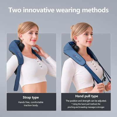 Neck and Shoulder Massager with Heat, Shiatsu Neck and Upper Back Massager with Heat, Protable Cordless Kneading Neck Massager for Pain Relief Deep Tissue