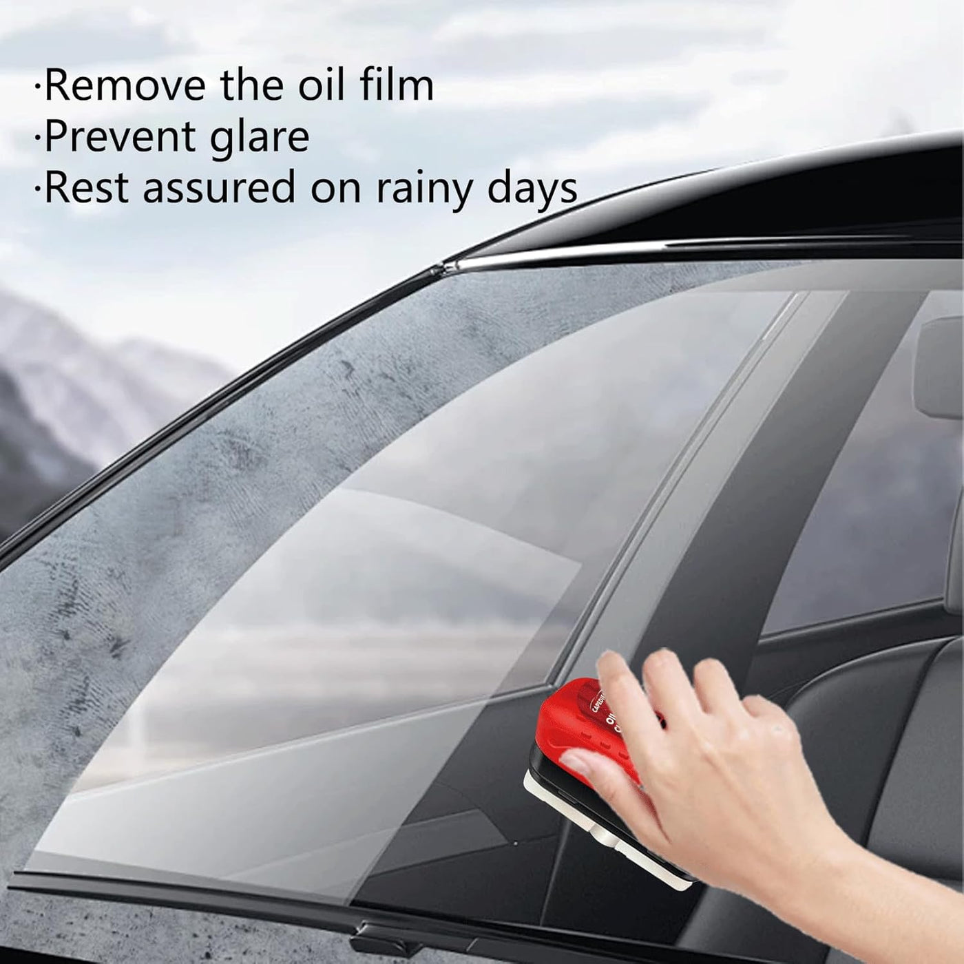 2Pcs Automotive Oil Film Cleaning Brush,Glass Cleaning Board,Glass Coating for Windshield,Universal Anti-Rain Fog Cleaning Glass Brush with Remover,For All Vehicles Lmproves Clarity and Visibility