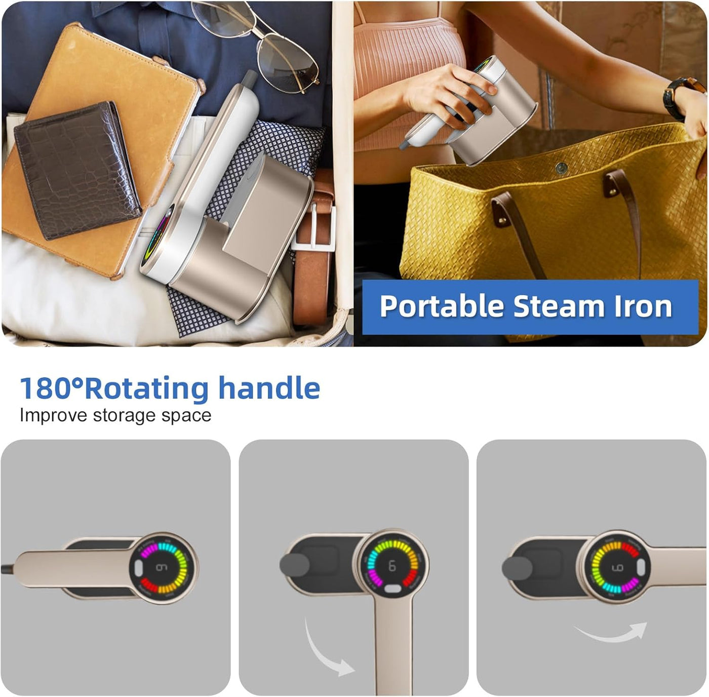 Travel Steamer for Clothes Portable Mini - Steam Ironing Machine，Mini Steamer Travel Size Portable Steamer Travel Iron Home Essentials，Steamer for Clothes-6 Iron Modes (110V)